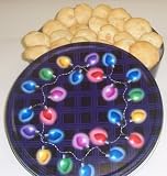 Gourmet Food : Scott's Cakes 2 1/2 lb. Almond Macaroon Cookies in a Christmas Lights Tin