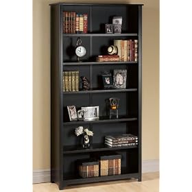 Oxford 36 Inch Black Six - Shelf Open Bookcase, SIX-SHELF 36W, BLACK