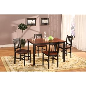 5 PC. Set Brown Fudge Wood Finish Dining Room Kitchen Table And 4 Chairs