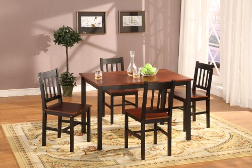 5 PC. Brown Fudge Wood Finish Dinette Set Table And 4 Chairs
