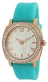 TKO ORLOGI Women's TK607-WTQ Royal Ice Pave Rose Gold Turquoise Rubber Strap Watch