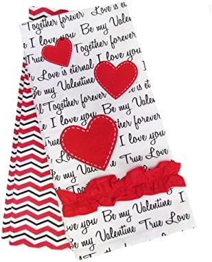 Valentine Script Cotton Kitchen or Bathroom Towels- 18" X 28"-2PK