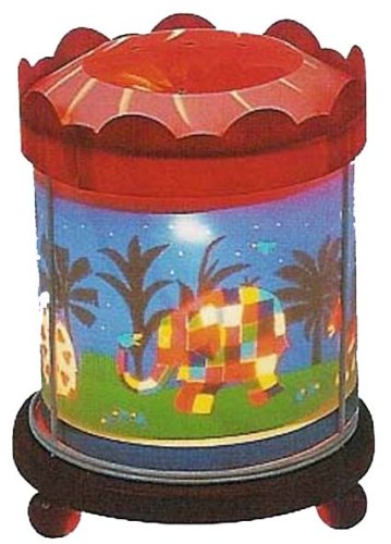 Trousselier - Elmer van de olifant – nachtlampje – magische carrousel – ideaal geboortegeschenk – kleur hout wit – geanimeerde afbeeldingen – rustgevend licht – 12 V 10 W gloeilamp inclusief – EU-stekker