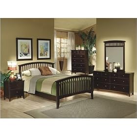 5 PCS Contemporary Cappuccino Finish Queen Size Bedroom Set by AtHomeMart