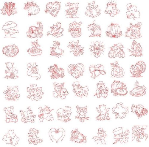 Brother Embroidery Machine Card REDWORK HOLIDAY 