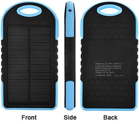 Luckcart Solar Charger 5000mAh,Solar Power Bank Dual USB Port Portable Charger,Solar Battery Charger for iPhone,iPad,Cell Phone,Tablet,Camera,Waterproof,Dust-Proof and Shock-Resistant (Yellow)