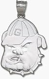 Georgia Bulldogs Giant 1 1/2 W x 1 7/8 H Bulldog Head Pendant - Sterling Silver Jewelry