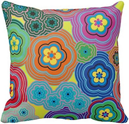 Decorative Back Cushion Cover with Hidden Zipper Two-sided Same Pattern Square Cotton Linen 18x18 Inch