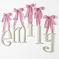 Hanging Wooden Letters With Pink Ribbon