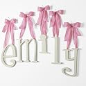Hanging Wooden Letters With Pink Ribbon