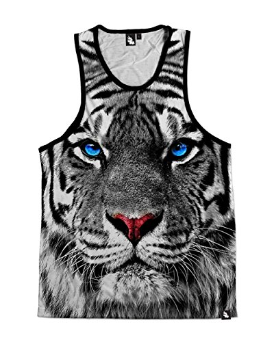 iHeartRaves White Tiger Premium All Over Print Tank Top (X-Large)