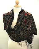 Classic Elegant Velvet Burnout Scarf w/Shanghai Silk Back Side, Evening Party,Any Occasion Scarf- Super Soft 20