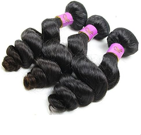 Iloveihair 100% Virgin Brazilian Human Hair Loose Wave Hair Weft 2 Pcs Per Pack Natural Black Color (20 22inches)
