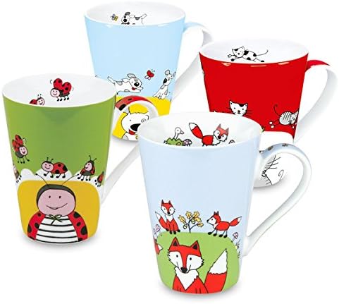 Waechtersbach Globetrotter Animals Fox/ Cat/ Dog/ Ladybug Mugs (Set of 4)
