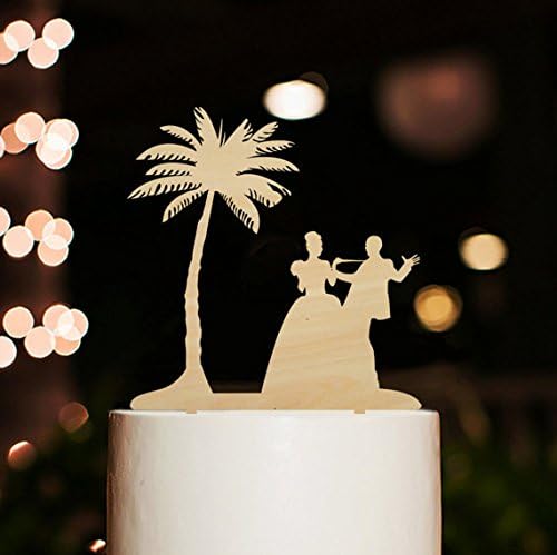 Tree Wedding Cake Toppers Bride and Groom Funny Sihouette Rustic Wedding Cake Topper