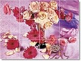 IMAGE OF Flower Picture Ceramic Tile Mural F016 | 12.75x17 using (12) 4.25x4.25 tiles