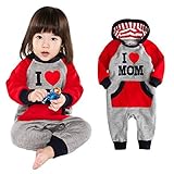（イーエフイー）EFE ベビーロンパース　子供　I Love Mom/I Love Dad　誕生日|クリスマス|出産祝い日|記念撮影　80/90/95 I Love Mom 95