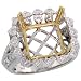 14k 2-Tone Gold Semi-Mount Multi-Heart Diamond Ring, w/ 0.71 Carat Brilliant Cut Diamonds, 11/16