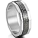 Silver Black Stainless Steel Ring Band Bible Lords Prayer Cross