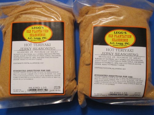 HOT Teriyaki Jerky seasoning for 50 lbs of meat. 2-Packs. Use on Venison, Beef, Elk, Turkey & more. INCLUDES the Jerky cure