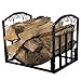 Pure Garden 50-126 Log Storage Rack-Metal Firewood Holder, Black