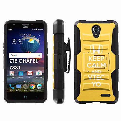 ZTE Chapel Z831 Phone Cover, VTEC YO- Black Blitz Hybrid Armor Phone Case for [ZTE Chapel Z831] with [Kickstand and Holster]