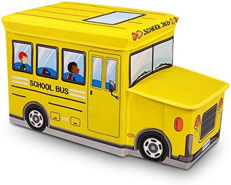 Driving Dream Collapsible Versatile Storage Box and Toy Organizer for Kids with School Bus,Police,Ambulance and Fire Truck Edition SNH-YCT