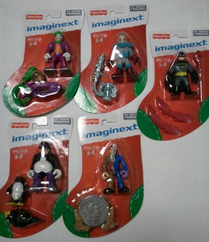  DC SuperFriends Imaginext Stocking Stuffer 5 Pack - Batman, Two Face, The Joker, Mr. Freeze, The Penguin