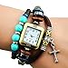 R.M. Fashion Lady Weave Leather wrap around Bracelet Watch,C26