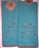 Simply Southwest Story Pony Embroidered Tea Towel Kitchen Linens Set/2
