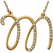 14k Yellow Gold Magestic M Initial Diamond Necklace