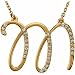 14k Yellow Gold Magestic M Initial Diamond Necklace