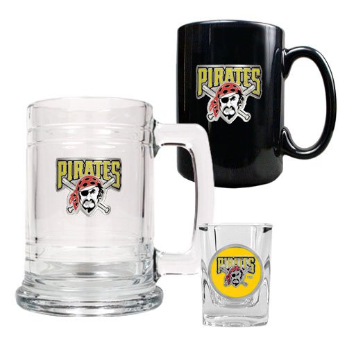 Pittsburgh Pirates MLB 15oz Tankard, 15oz Ceramic Mug & 2oz Shot Glass Set - Primary Logo