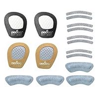 Pedag Fit Right Kit: 4 Stop Cushioned Leather Heel Grips, 2 Pair Of Girl Forefoot Grips (Tan and Black) and 8 Sling Strap Grips, One Size