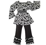 Toddler Girl 4/5T Black Swirl Set Kids Clothing Clothes