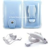 Metallic Blue Leather Case for Apple Ipod Video 30gb 60gb + White Car Charger + Travel Charger for Apple Ipod Video