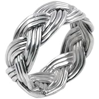 Large Woven Braid - Sterling Silver Ring - Size 5