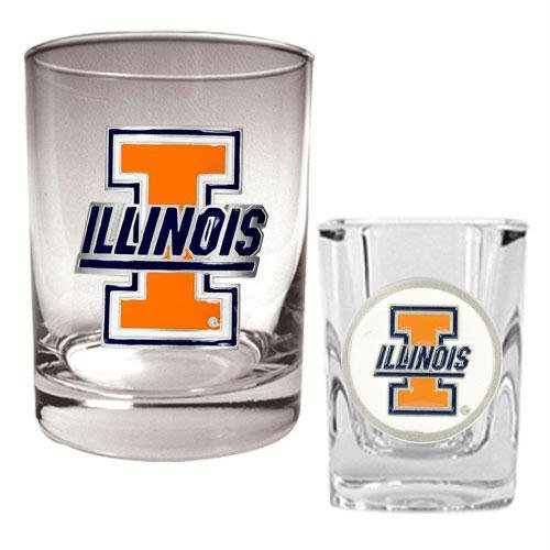 NCAA Illinois Fighting Illini Rocks Glass & Shot Glass Set