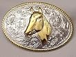 HORSE HEAD  STERLING SILVER/GOLD PLATED  BELT BUCKLE