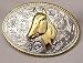 HORSE HEAD  STERLING SILVER/GOLD PLATED  BELT BUCKLE