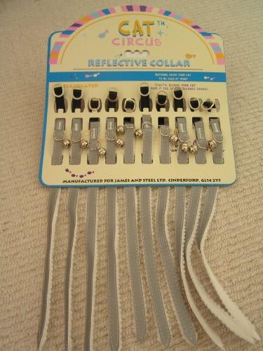 3 x silver reflective cat collar