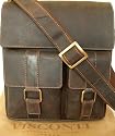 New Visconti brown hunter leather twin pocket messenger bag Style 16005