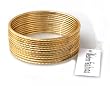 Set of 12 Piece Beachcombers Western Fashion Indian Ethnic Bangle Bracelets with Gold Accent - Gold