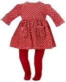 Room Seven - : Room Seven L/S Red Dilli Dress & Red Knit Heart Tight Set