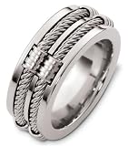 10mm cable white gold wedding band ring (14K Gold)