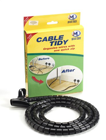 JML Cable Tidy - 1.5 metres Black or Grey