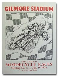 1934 Gilmore Stadium Motorcycle Racing Night Speedway Program Poster Print