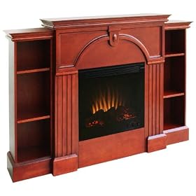 Marcus Mahogany Electric Fireplace w  Bookcases by FireplaceKeeper