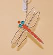 Orange Dragonfly Stained Glass Suncatcher with Shepherds Hook
