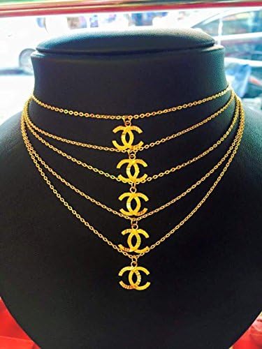 Authentic 24k Solid Yellow Gold Necklace with CC Pendants 16inch Long 3.811 Gram.